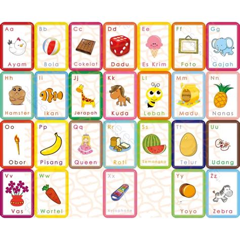 Flash Card Alphabet Kartu Belajar Bayi And Anak Indonesia Inggris