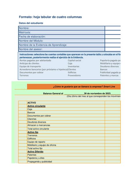 Hoja Tabular De 4 Columnas Para Imprimir 2