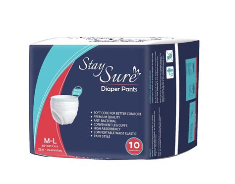 White Stay Sure Adult Diaper Pull Ups 10 Size Medium To Large At Rs