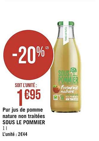 Promo Pur Jus De Pomme Nature Non Traitées Sous Le Pommier chez Géant