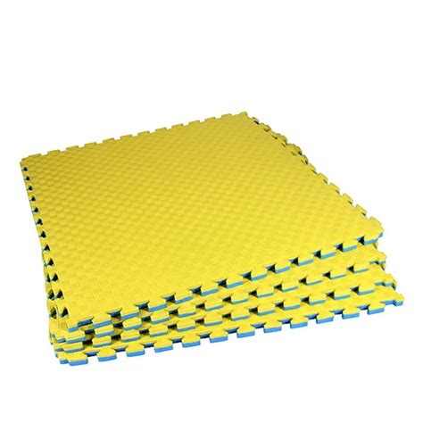 Piso De Goma Eva Encastrable 1x1mt X 2cm Tatami Azul Amarillo