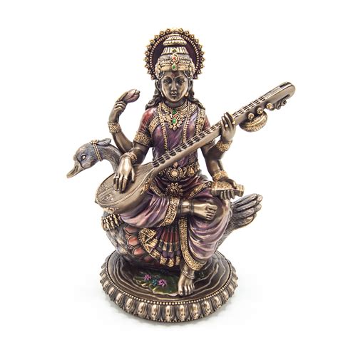 Saraswati on Swan - Hindu Goddess of Knowledge – Alchemy & Aura