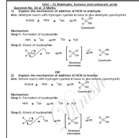 Unit 12 Aldehydes Ketones And Carboxylic Acids 1 Explain The Mechanis