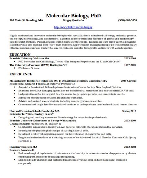 Microbiologist Resume Template 7 Word Pdf Document Downloads Free