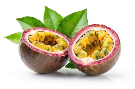 Premium Photo Whole And Half Fresh Ripe Passion Fruit Isolated On