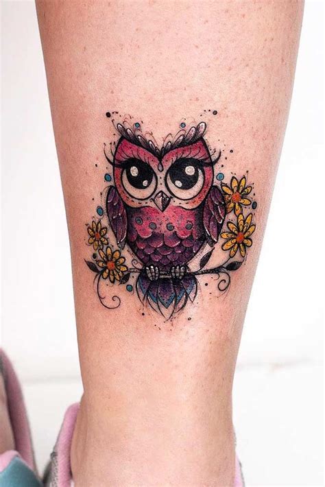 Colorful Cute Owl Tattoos