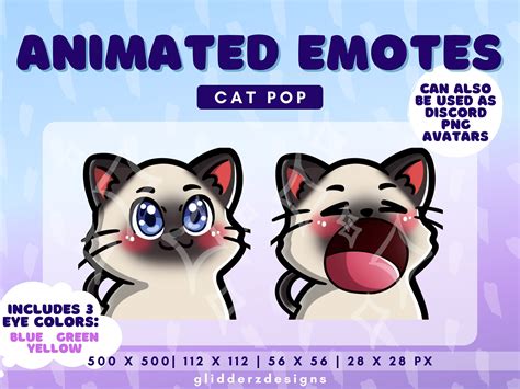 Cat Pop Animated Emote Siamese Cat Twitch Emotes Pop Cat Etsy Pop