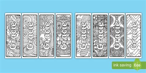 FREE Gracie Mindfulness Name Colouring Bookmarks Twinkl