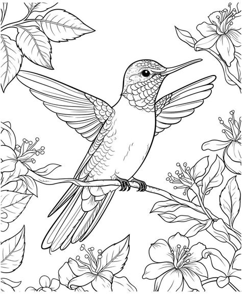 easy hummingbird coloring page 27702911 Vector Art at Vecteezy