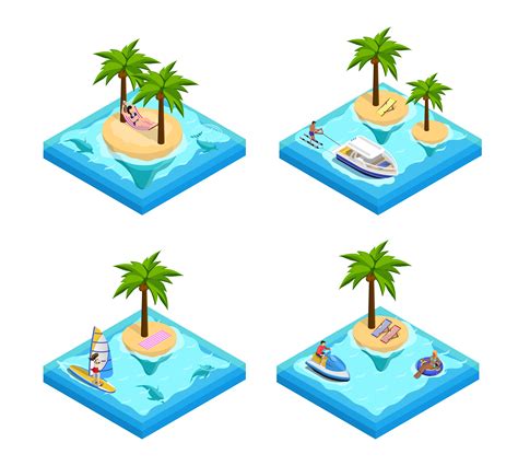 Island Vacation Isometric Set 481213 Vector Art At Vecteezy