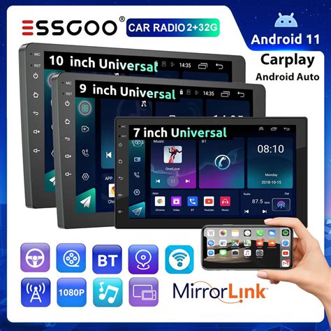 ESSGOO Carplay 2 Din Android Reprodutor De Carro 7 9 10 WIFI GPS