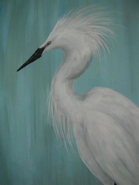 Egret Painting | Bird paintings on canvas, Heron art, Watercolor art ...