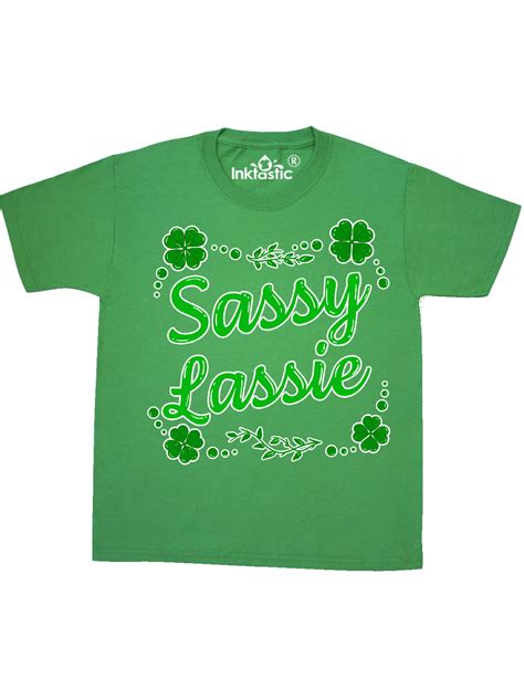 Inktastic Sassy Lassy With Green 4 Leaf Clovers Youth T Shirt