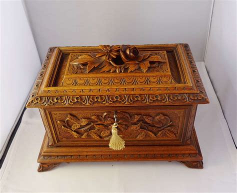 Antique Black Forest Jewellery Box With Custom Jewellery And Silver PW