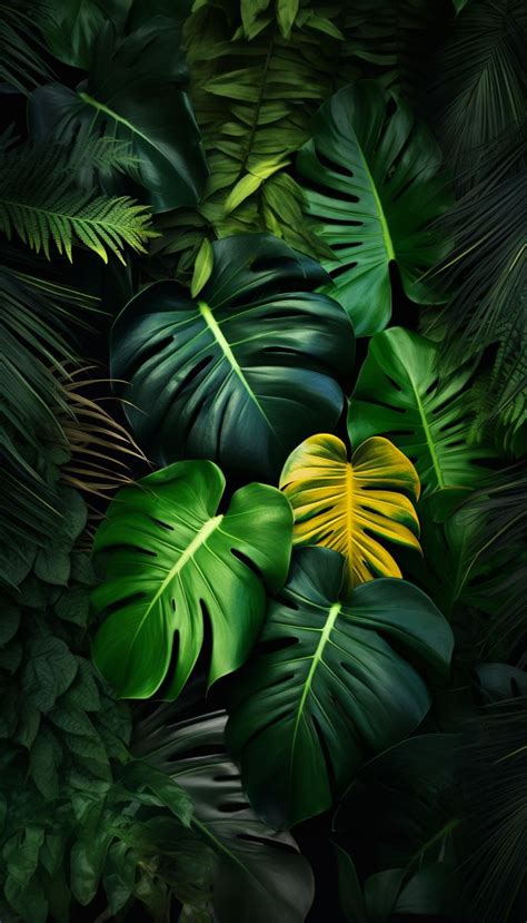 Green And Yellow Leaves Are Arranged In The Shape Of A Heart On A Black