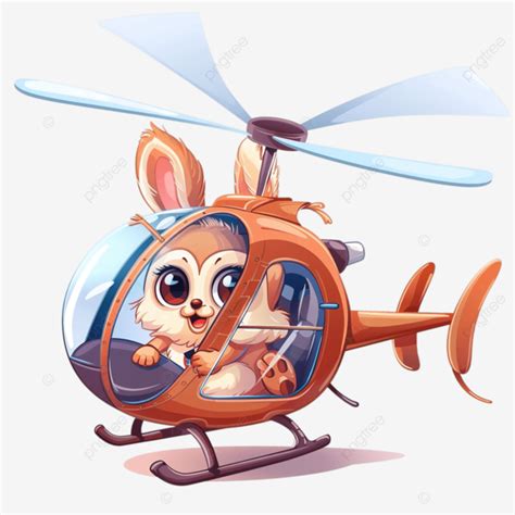 Cute Animal Cartoon Ride Helicopter, Flight, Isolated, Art PNG Transparent Image and Clipart for ...