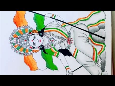 How To Draw A Simple Beautiful Drawing Of Bharat Mata Republic Day