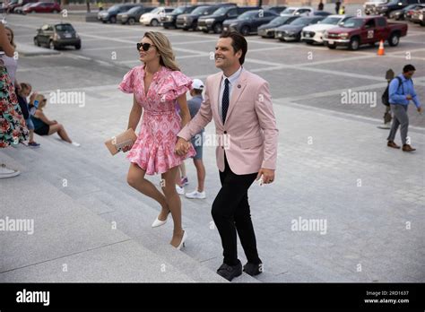 Rep. Matt Gaetz (R-Fla.) and his wife, Ginger Luckey, are seen outside