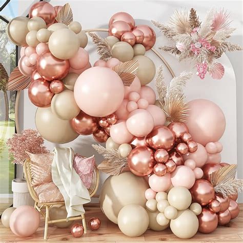 Amazon Boho Balloon Arch Double Stuffed Blush Nude Rose Gold Boho