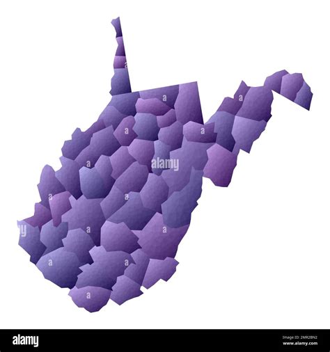 West Virginia Map Geometric Style Us State Outline With Counties Fancy Violet Vector