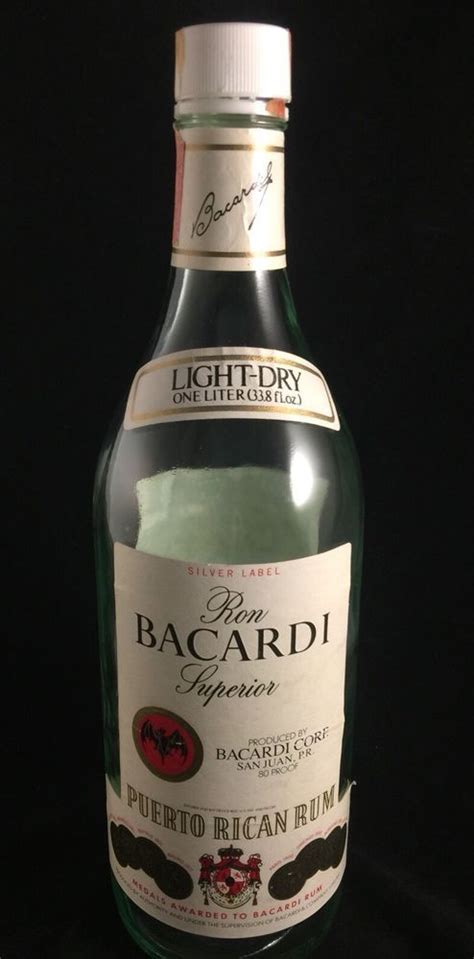 Vintage Bacardi Superior Puerto Rum Bottle 1 Liter Tax Stamps Ebay