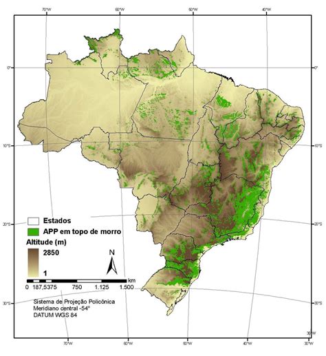 Áreas de preservação permanente em topos de morro e montanha para o