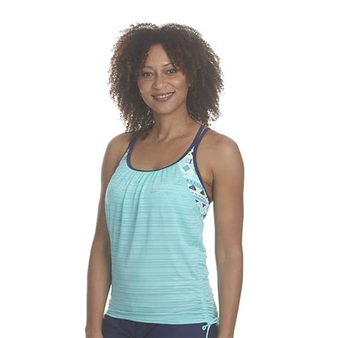 Womens Zeroxposur Ruched Upf 30 Tankini Top