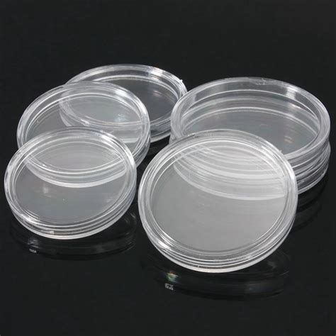 10pcs Small Round Transparent Plastic Coin Holder Box Available 30cm