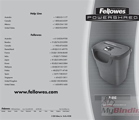MyBinding Fellowes P55C Ps 2005 Manual User