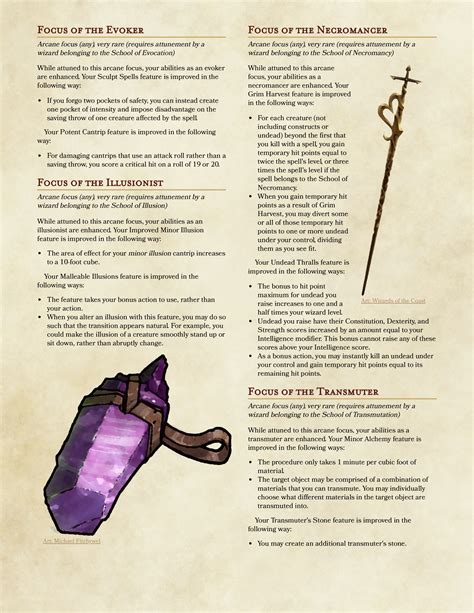 Foci Of The Magi A Powerful Arcane Focus For Each Phb Wizard Subclass