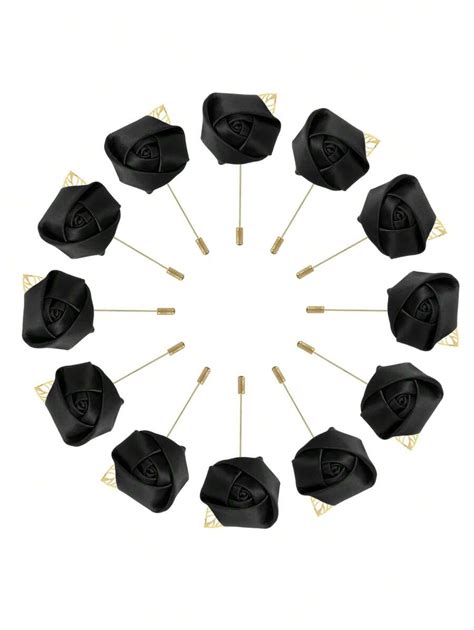 12pcs Graduation Ball Blindfolded Mens Lapel Flower Stick Brooch Pin