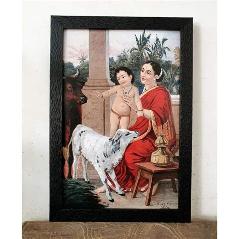 Raja Ravi Varmas Maa Yashodha With Bal Krishna Framed New Print