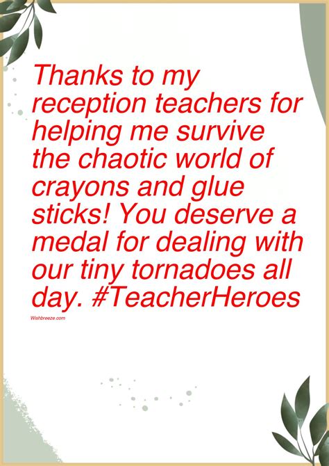 50 Thank You Messages Wishes And Captions For Reception Teachers