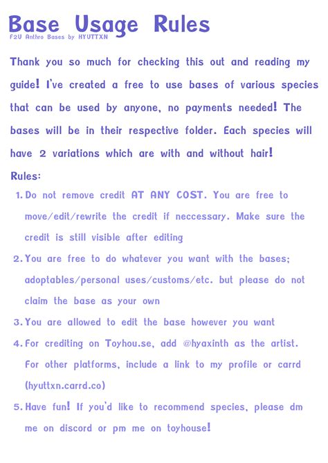 F2U Anthro Bases on Toyhouse