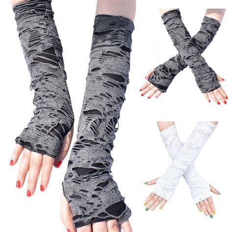 Панк Длинные перчатки Клубная одежда без пальцев Варежки Забавные ...