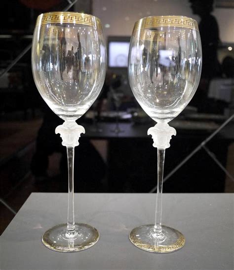 Rrp 899 Pair Rosenthal Versace Medusa D Or Crystal Red Wine Goblets Glasses Ebay