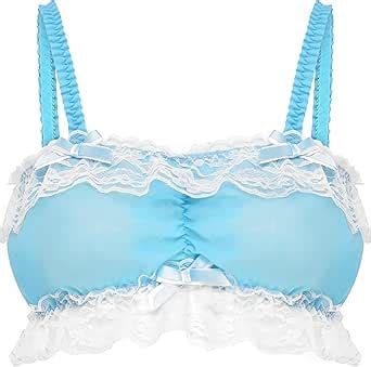 Satini Sissy Frilly Lace Fitted Chiffon Sheer Lingerie Bralette At Amazon Womens Clothing Store