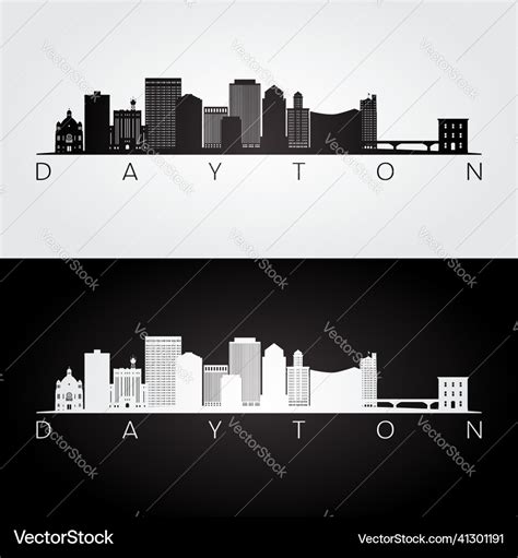 Dayton oh skyline and landmarks silhouette Vector Image