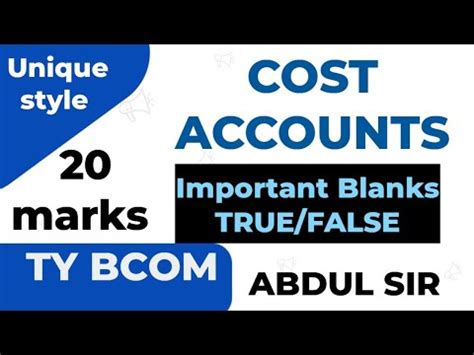 Lec 1 Cost Accounts Important Objectives True FALSE QUESTIONS Cost