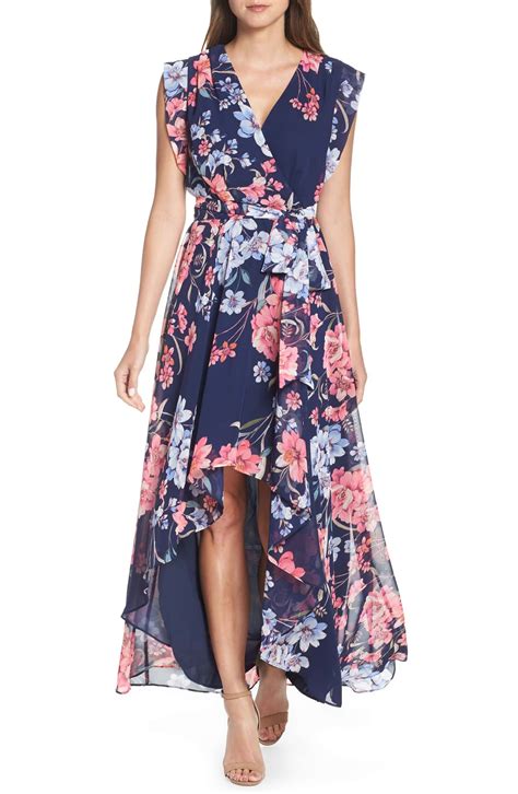 Eliza J Floral Highlow Faux Wrap Chiffon Dress Nordstrom Guest