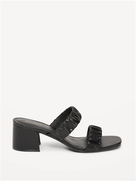 Faux Leather Strappy Block Heel Mule Sandals Old Navy