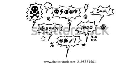 Doodle Sketch Style Swearing Icons Cartoon Stock Vector Royalty Free