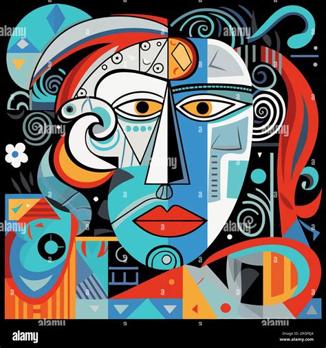 Women face in the style of Picasso. Cubism woman. Abstract background ...