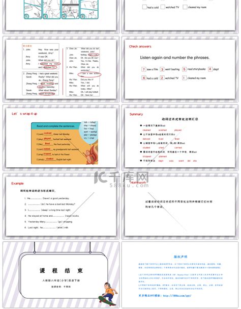 人教版六年级英语下册第2单元last Weekend第5课时ppt课件ppt模板免费下载 Ppt模板 千库网