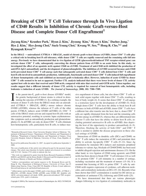 Pdf Breaking Of Cd8 T Cell Tolerance Through In Vivo Ligation Of