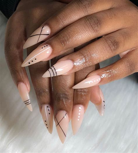 Simple Line Nude With Black Taping Detailed Press On Nails Etsy Artofit