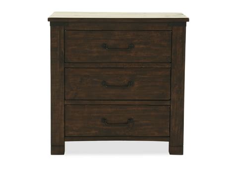 30 Transitional Three Drawer Nightstand In Rustic Pine Mathis