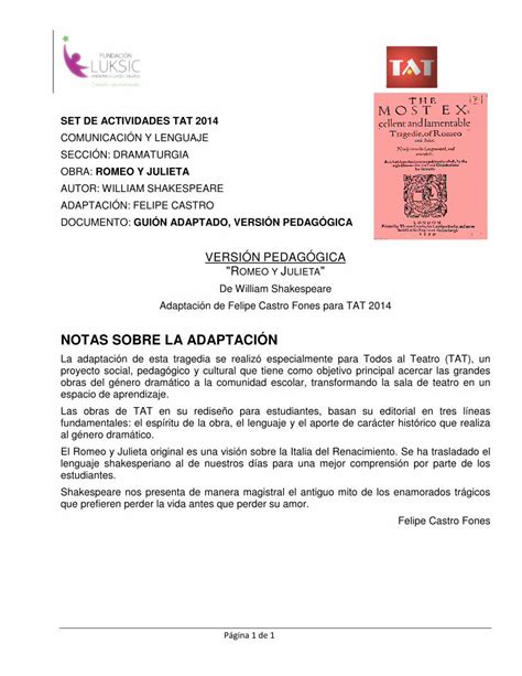 PDF Romeo y Julieta Adaptación DOKUMEN TIPS