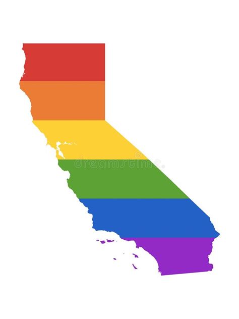 Lgbt Rainbow Map Of Usa State Of California Stock Vector Illustration