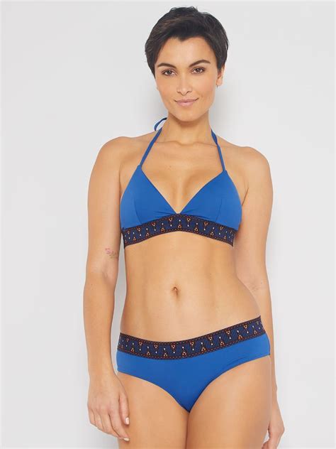 Haut de maillot de bain triangle détail ethnique bleu Kiabi 12 00